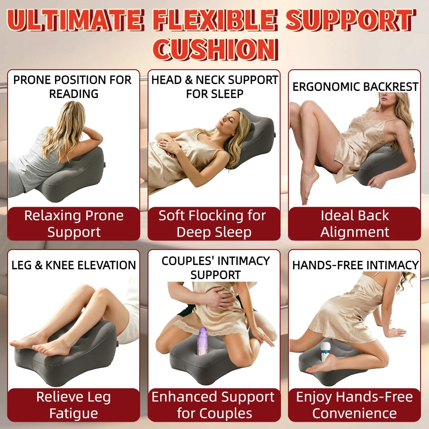 DuskFall Inflatable Sex Cushion with Toy Mount | Hands-Free, Couples