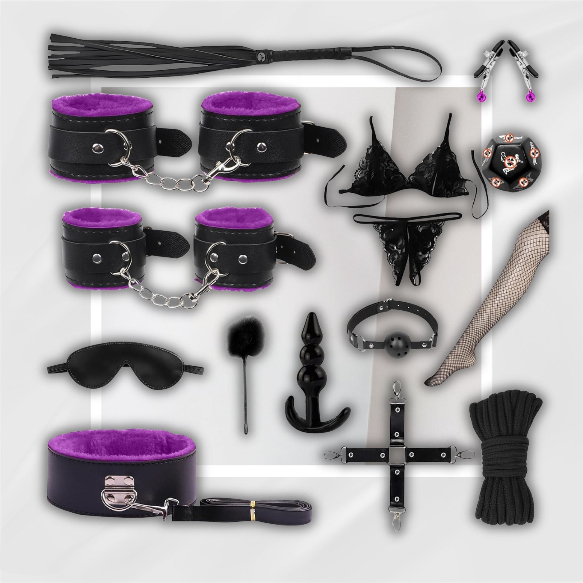 MidnightDominion 15 Pcs BDSM Bondage Kit for Couples
