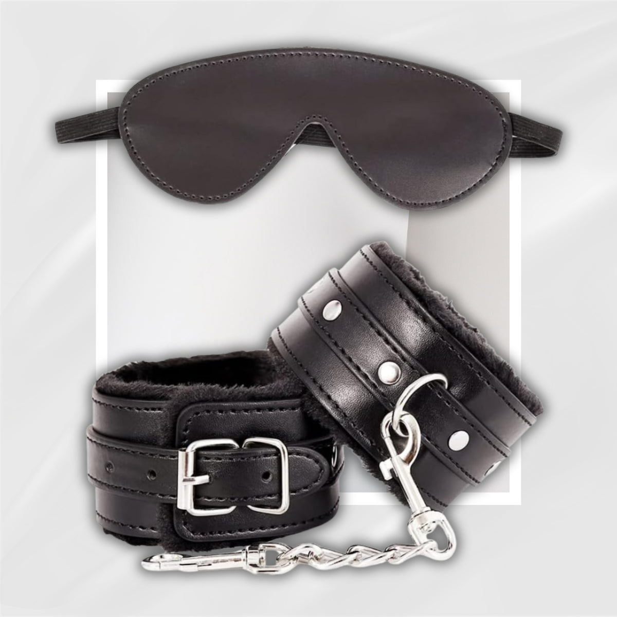 DuskLull Plush BDSM Cuff & Blindfold Restraint Set