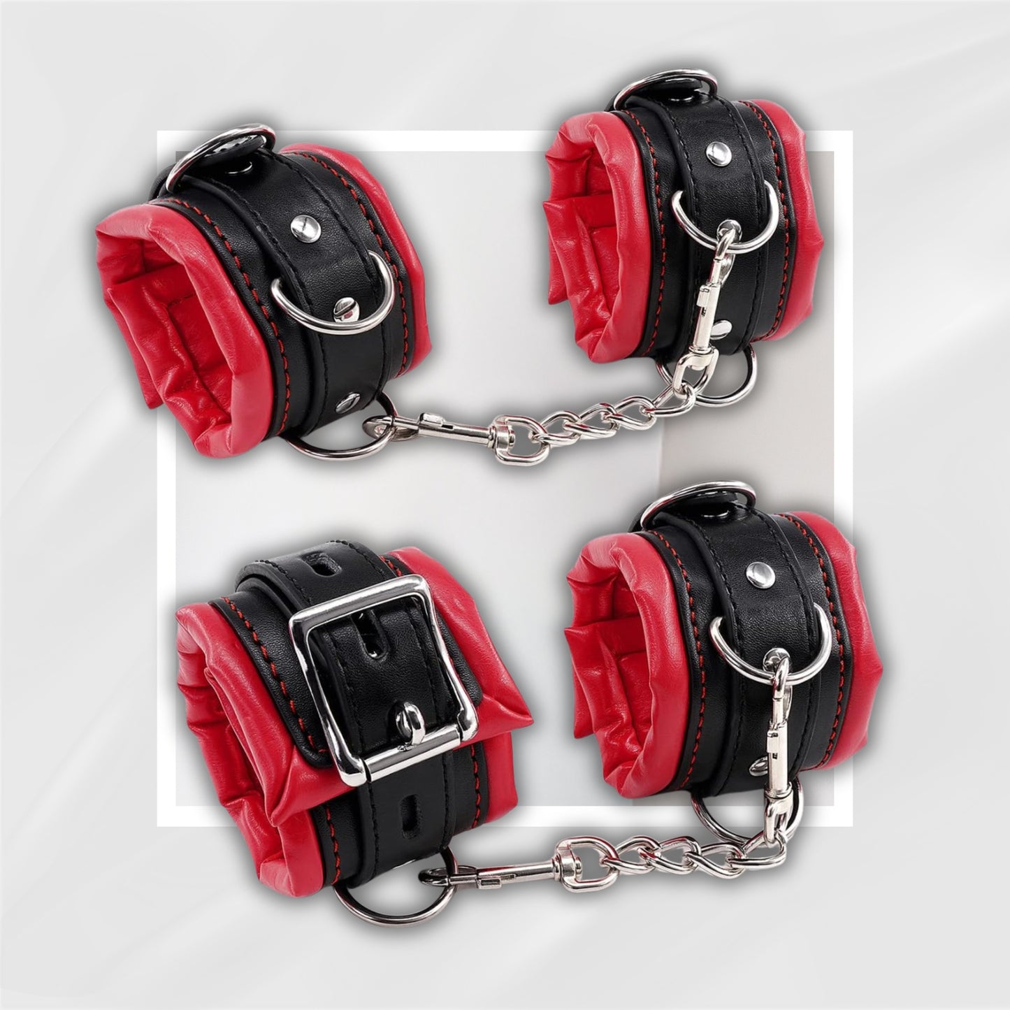 NightGarnet Padded BDSM Wrist & Ankle Cuff Set