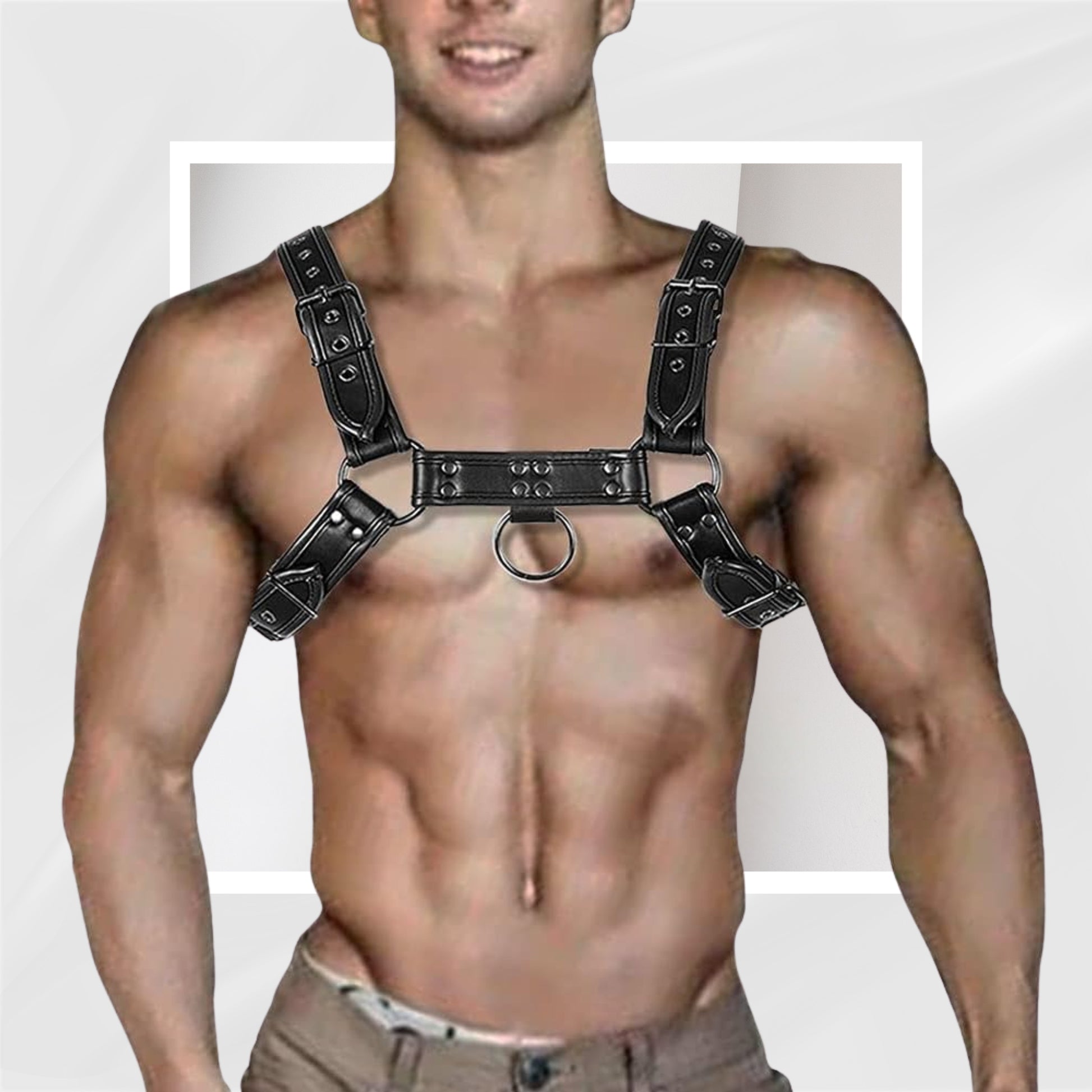 ApexSilhouette Men's BDSM Leather Chest Harness | Adjustable Fit
