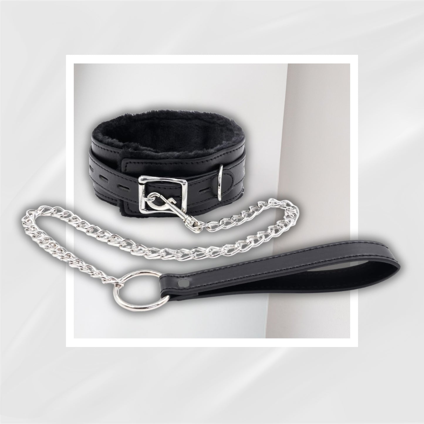 NightDevotion Fur-Lined Collar & Leash | BDSM Collar Set