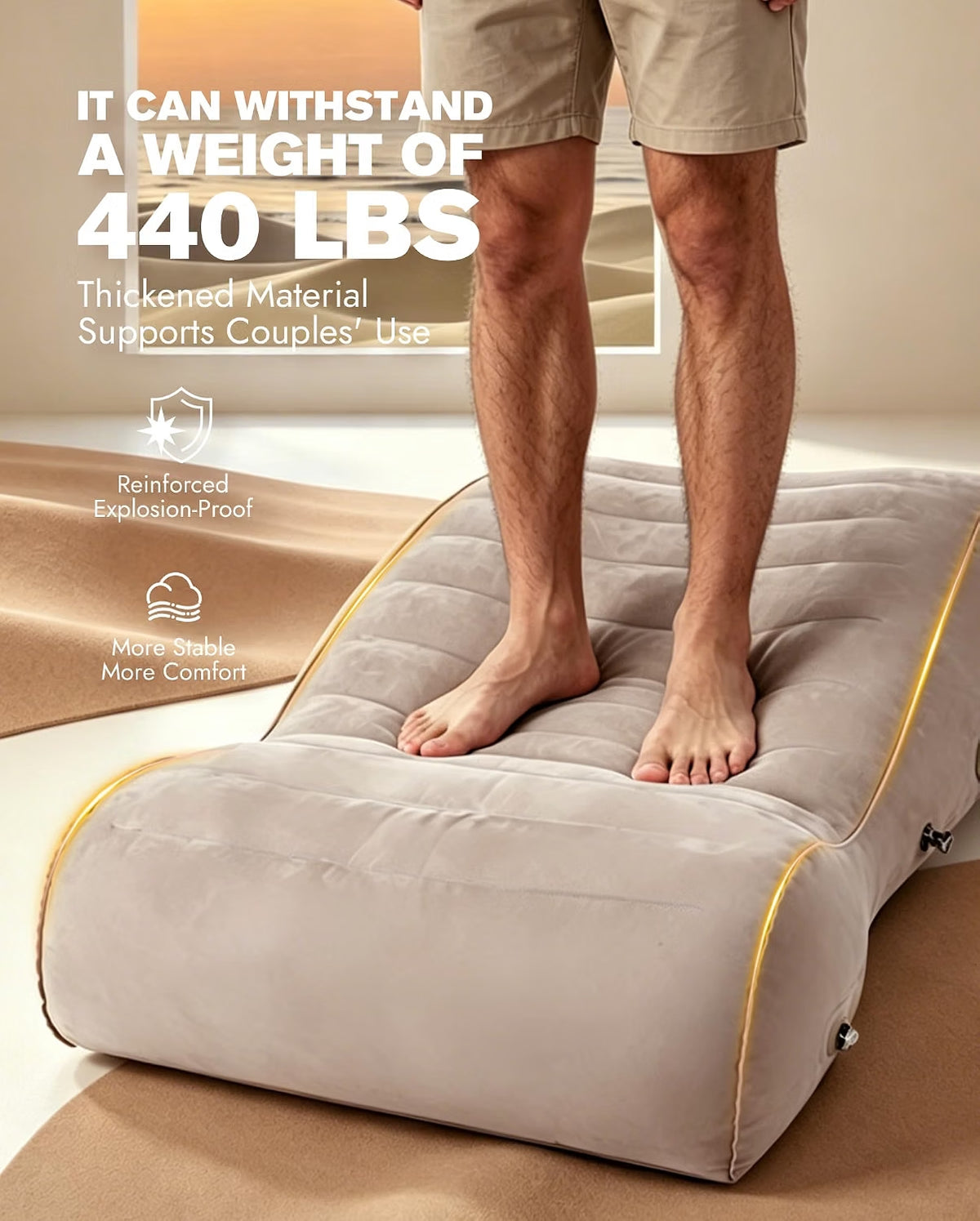 AshVeil Oversized Inflatable Sex Wedge with Bondage Anchor Points