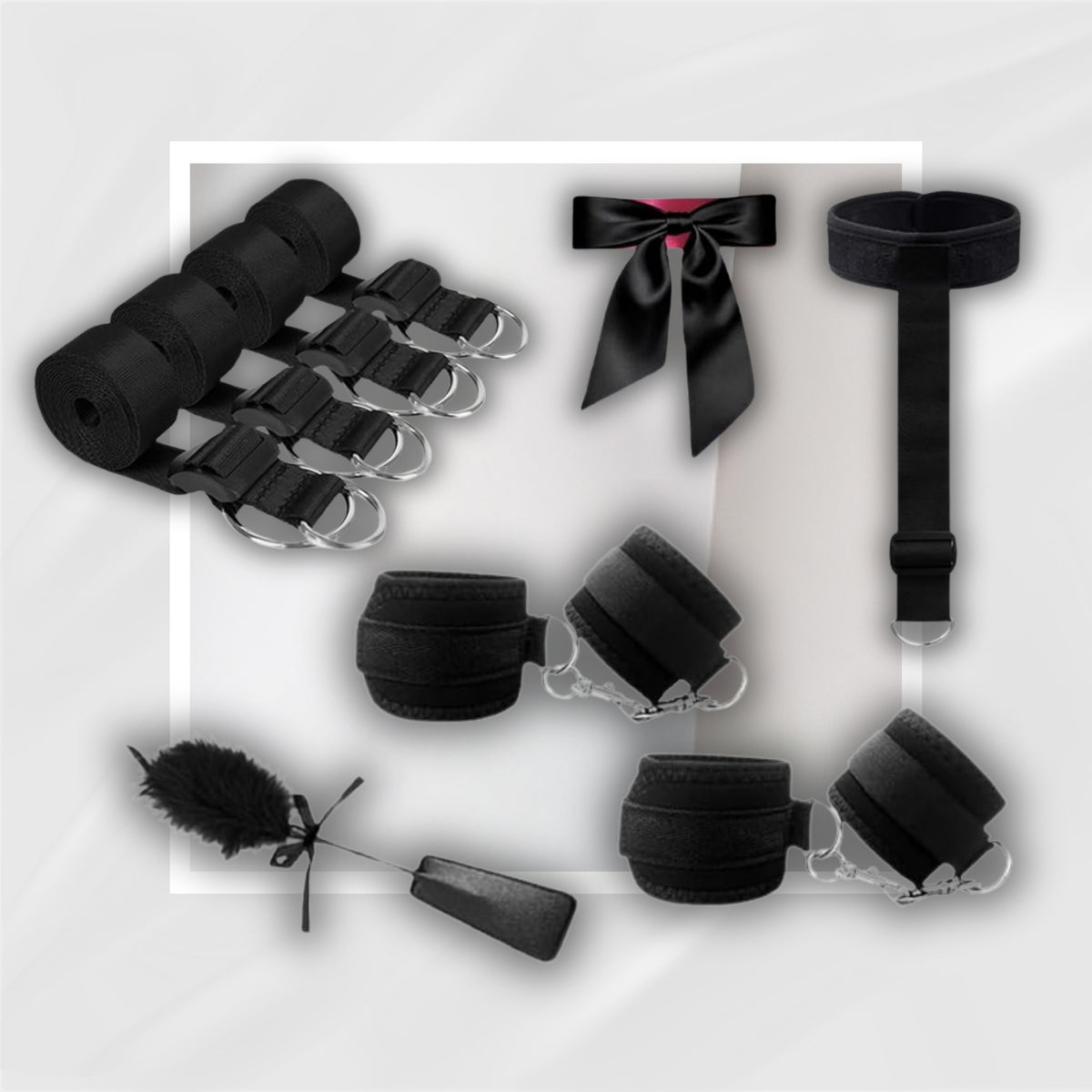 FourCorners Under-Mattress Bed Restraint Kit with Cuffs and Blindfold