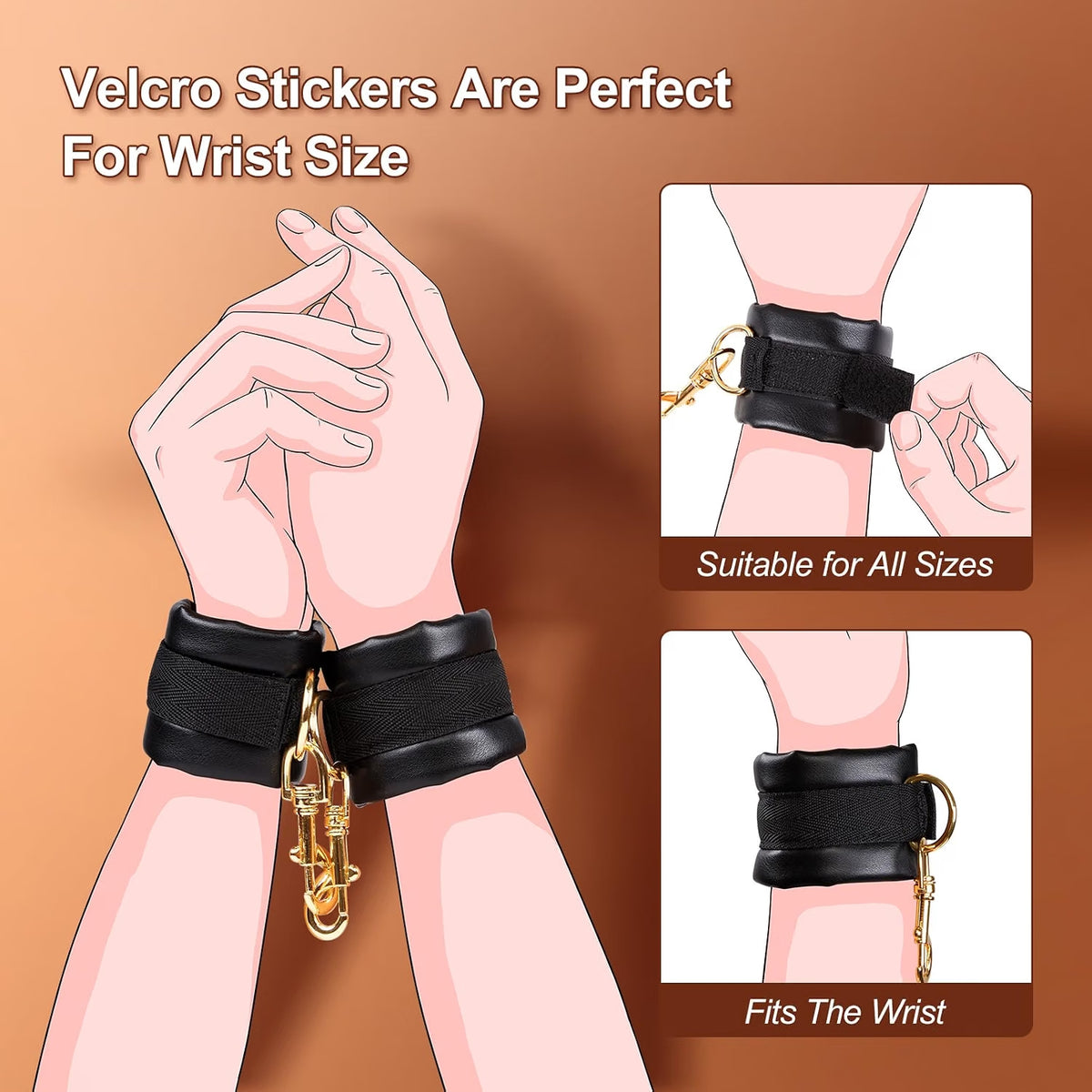 NightClasp Adjustable Bondage Cuffs | PU Leather, Quick Release