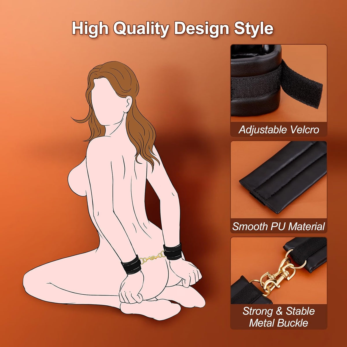 NightClasp Adjustable Bondage Cuffs | PU Leather, Quick Release