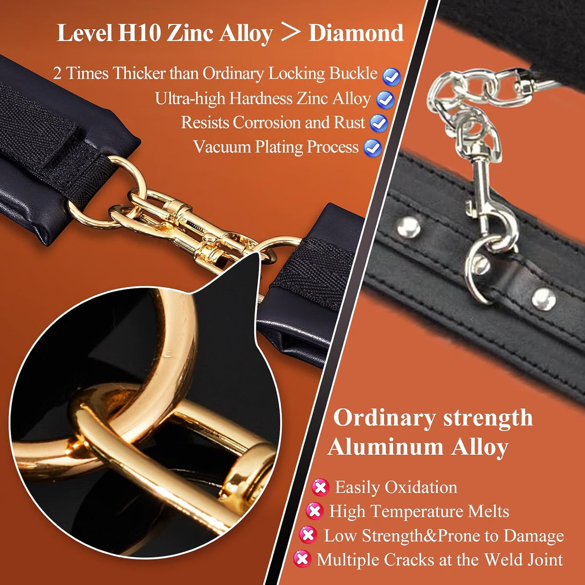 NightClasp Adjustable Bondage Cuffs | PU Leather, Quick Release