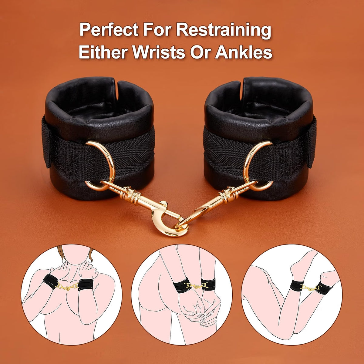 NightClasp Adjustable Bondage Cuffs | PU Leather, Quick Release