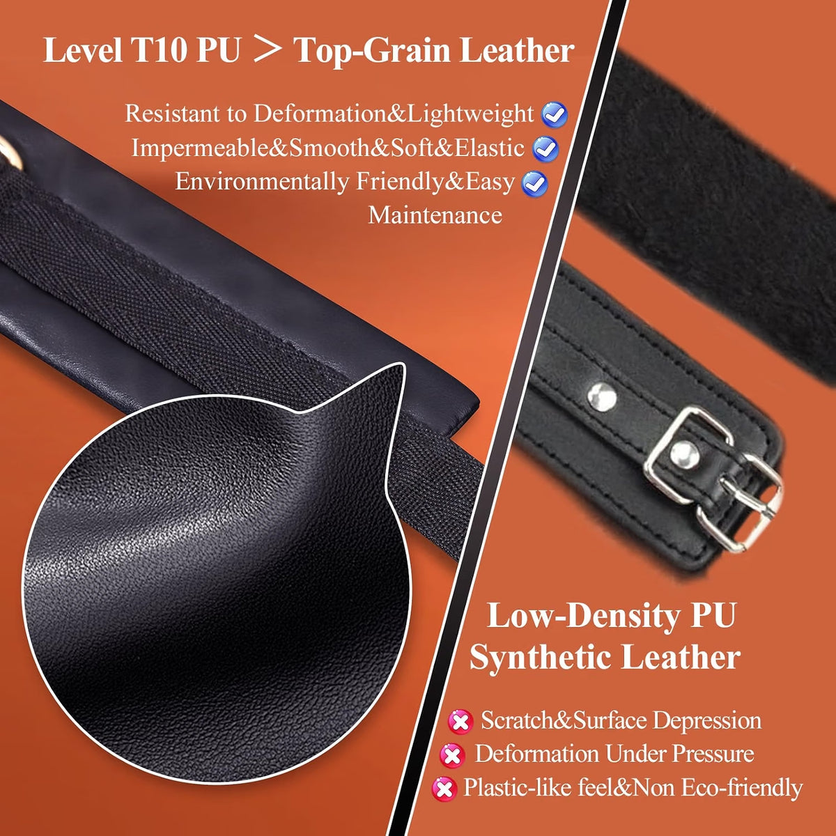 NightClasp Adjustable Bondage Cuffs | PU Leather, Quick Release