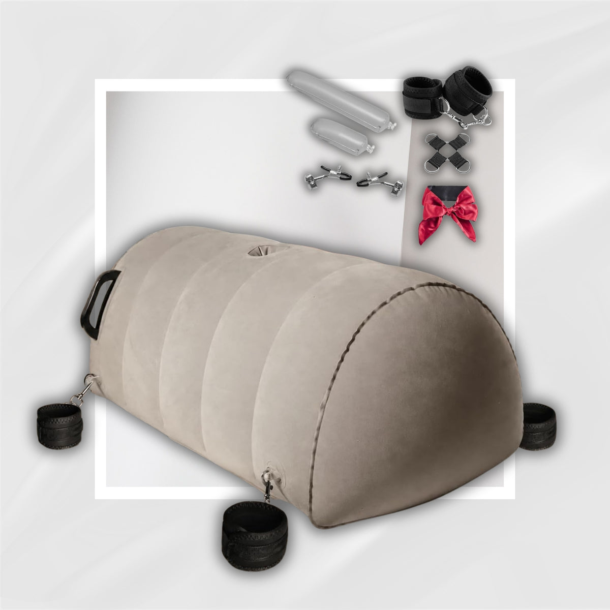 NightPitch Inflatable Sex Pillow with Dildo Mount and BDSM Cuff Kit