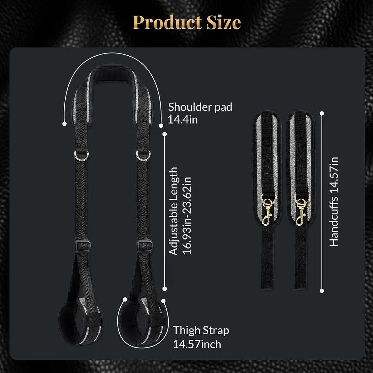NightHarness Black and Silver Neck to Thigh Bondage Restraint Set