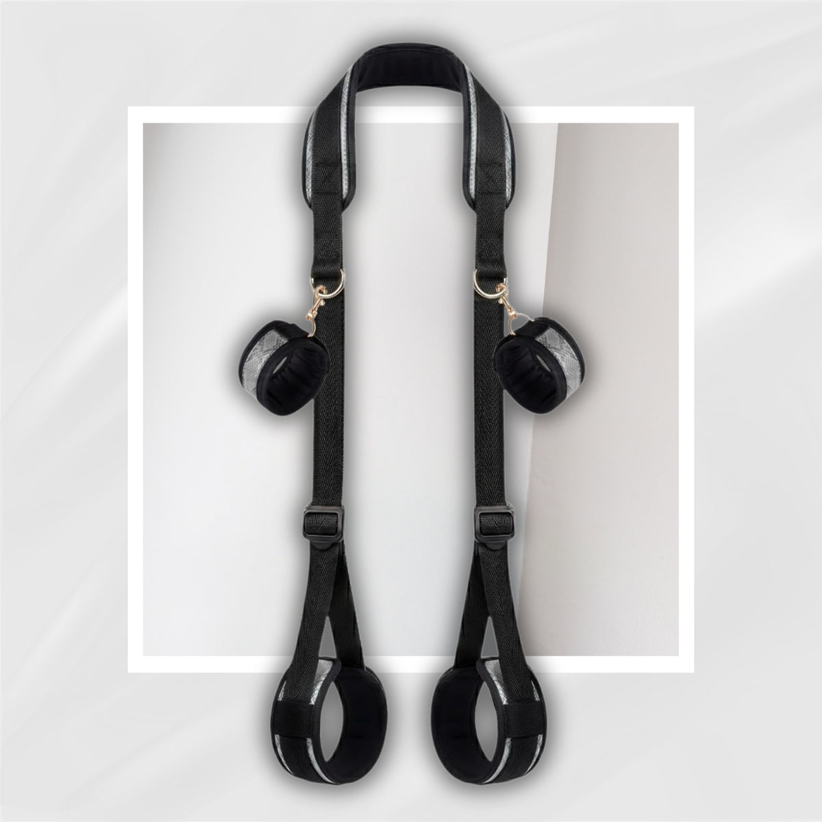 NightHarness Black and Silver Neck to Thigh Bondage Restraint Set