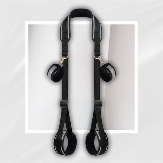 NightHarness Black and Silver Neck to Thigh Bondage Restraint Set