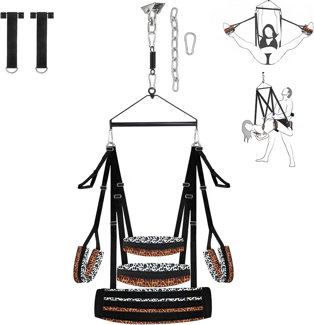 GildedRevolve 360° Spinning Ceiling Sex Swing with Restraint Cuffs