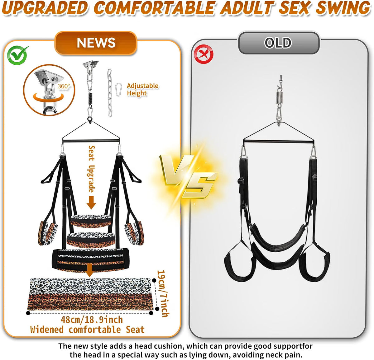 GildedRevolve 360° Spinning Ceiling Sex Swing with Restraint Cuffs