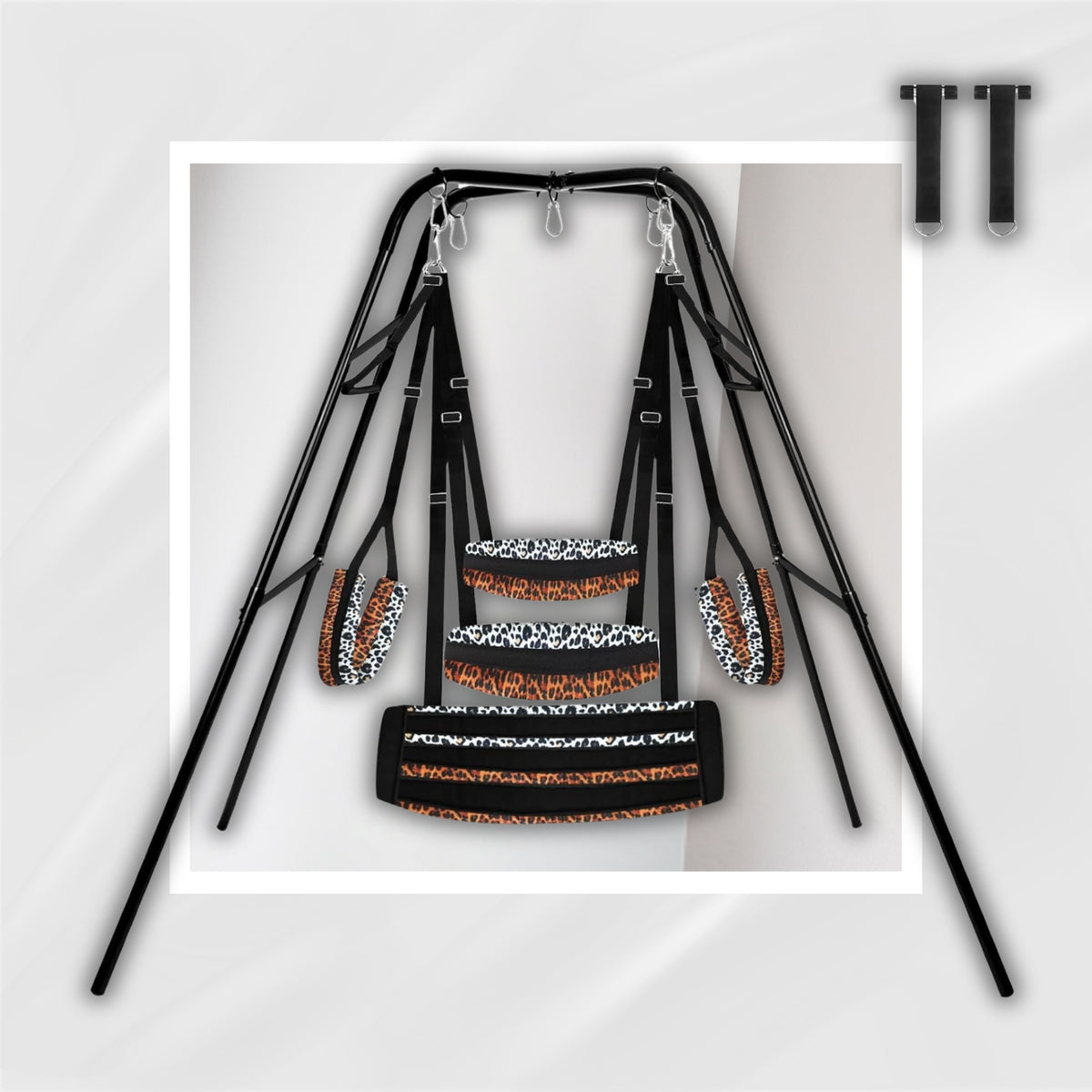 GoldenPredator Freestanding Sex Swing Stand with Extra-Wide Leopard Sling