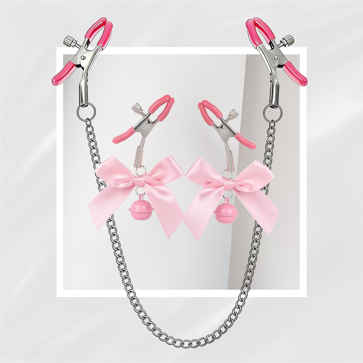 EuphoricTrinity Adjustable Nipple Clamps with Chain, Bows and Bells