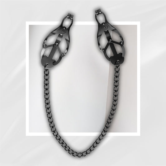 DarkClover Black Steel Clover Nipple Clamps with Pull Chain