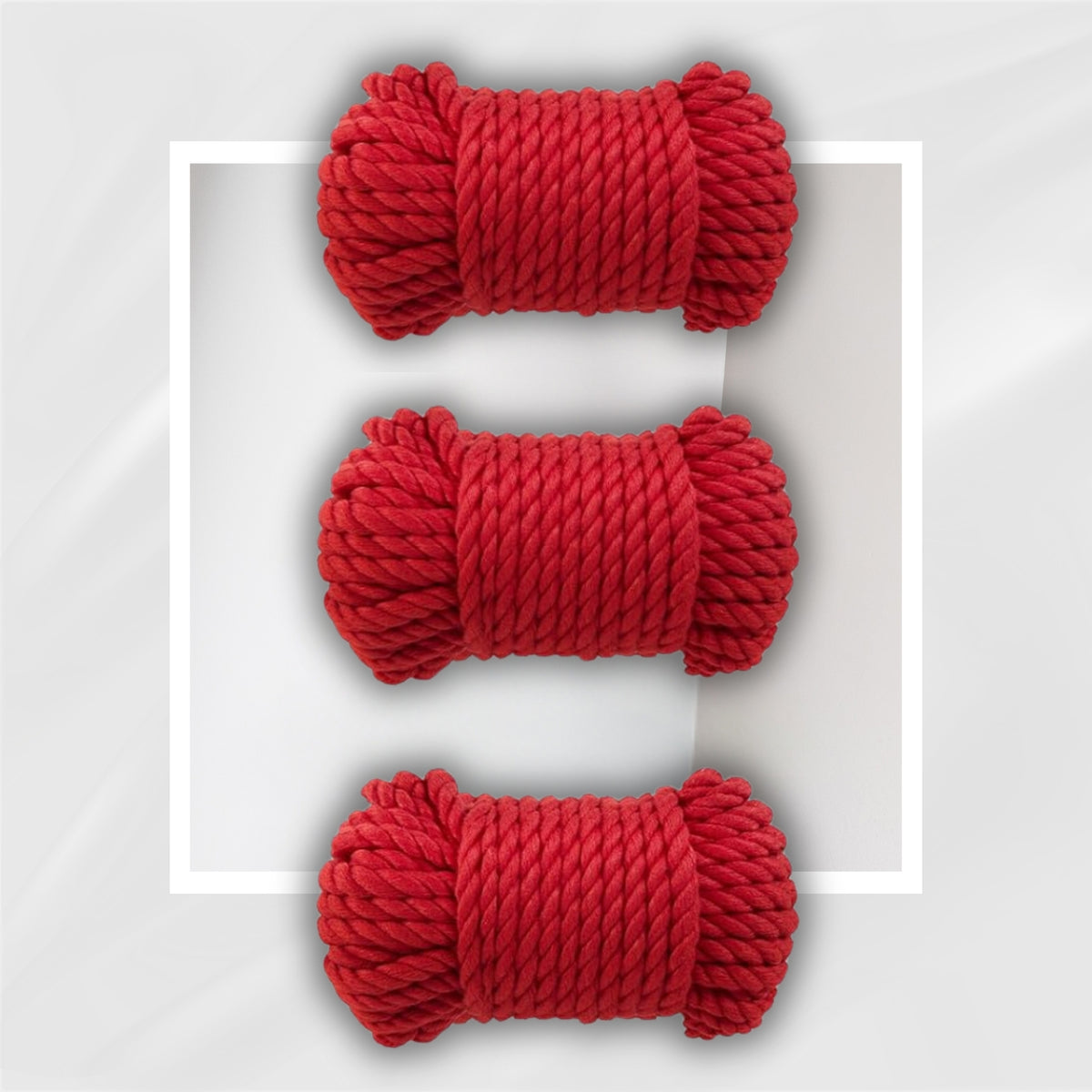 CrimsonKnot Soft Cotton Shibari Bondage Rope in Red, 32 Feet, 3 Pack