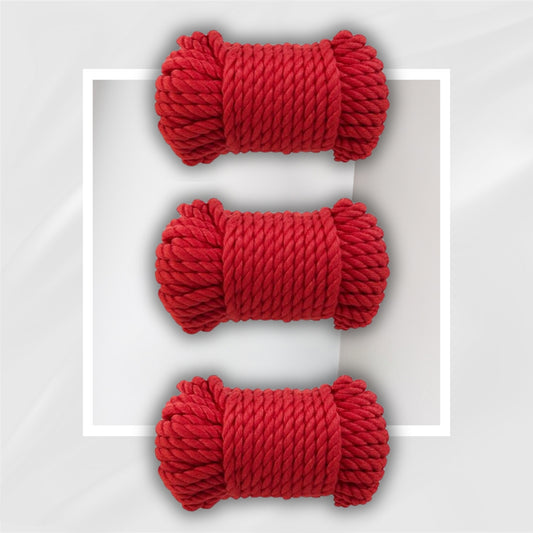CrimsonKnot Soft Cotton Shibari Bondage Rope in Red, 32 Feet, 3 Pack