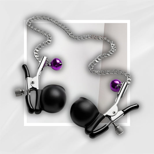 DarkPulse Vibrating BDSM Nipple Clamps with Chain and Rubber Sleeves