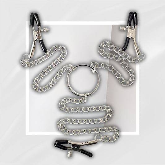ChainedBloom Adjustable BDSM Nipple and Clitoral Clamps with Chain