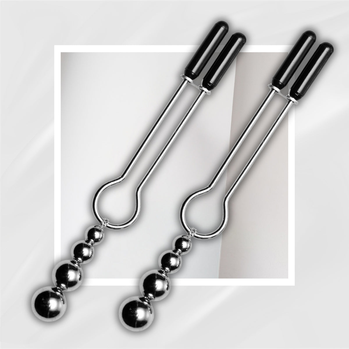 ThreeDrops Tweezer BDSM Nipple Clamps with Weighted Beads and Vinyl Tips