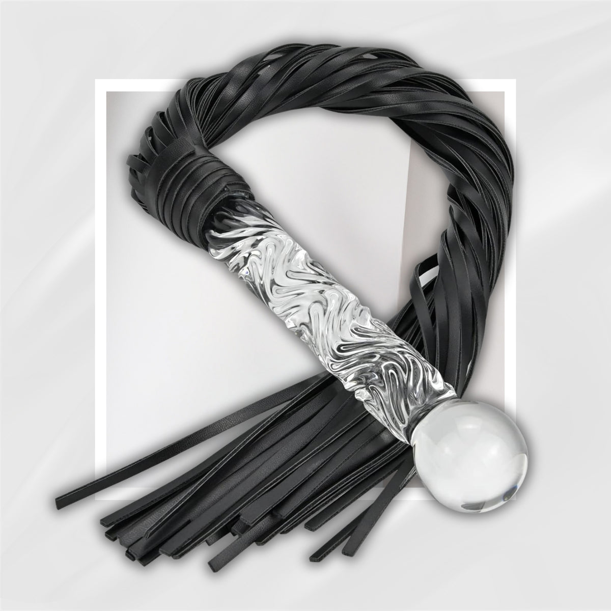 ColdShadow Leather Flogger with Glass Wand Handle for Dual Play