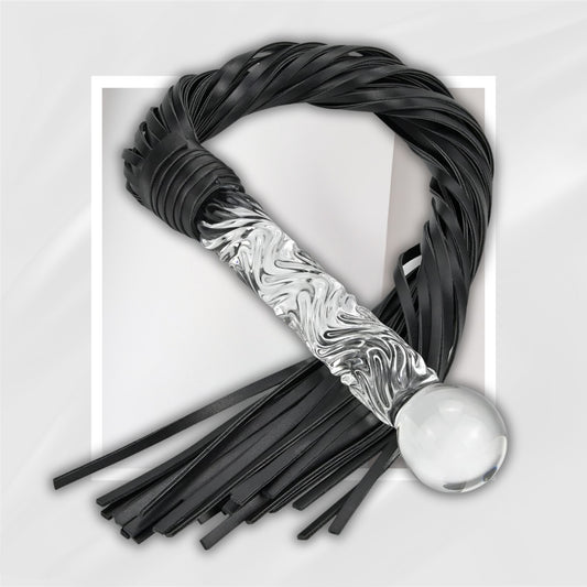 ColdShadow Leather Flogger with Glass Wand Handle for Dual Play