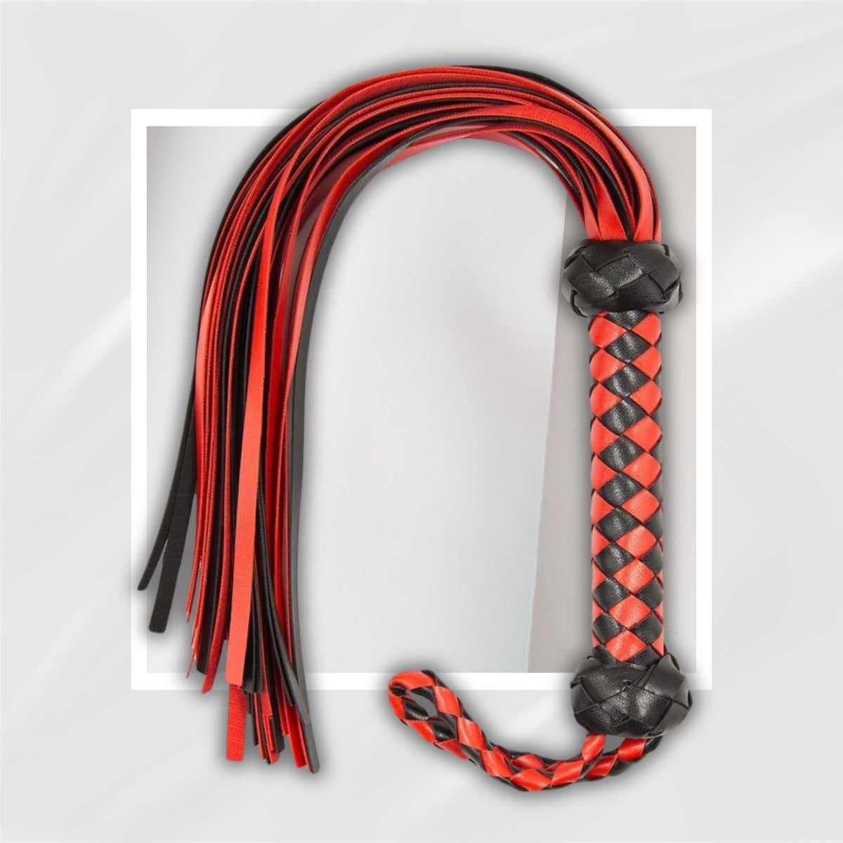 CrimsonLash 23 Inch Faux Leather Flogger Whip in Red and Black