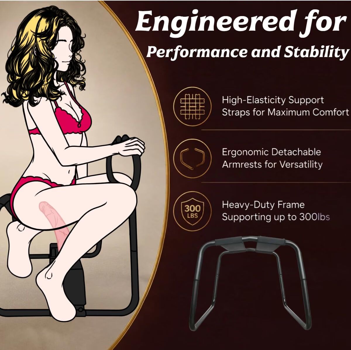 DarkAscendant Sex Chair with Dildo Mount, Handrails and Tilt Adjustment
