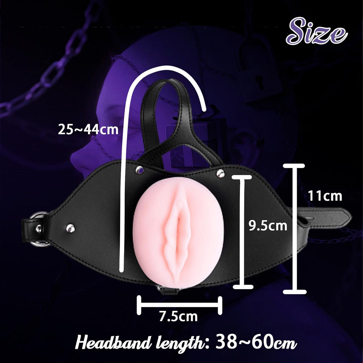 DarkDevotion Head-Mounted Mouth Gag with 3D Textured Insertable Vagina Sleeve