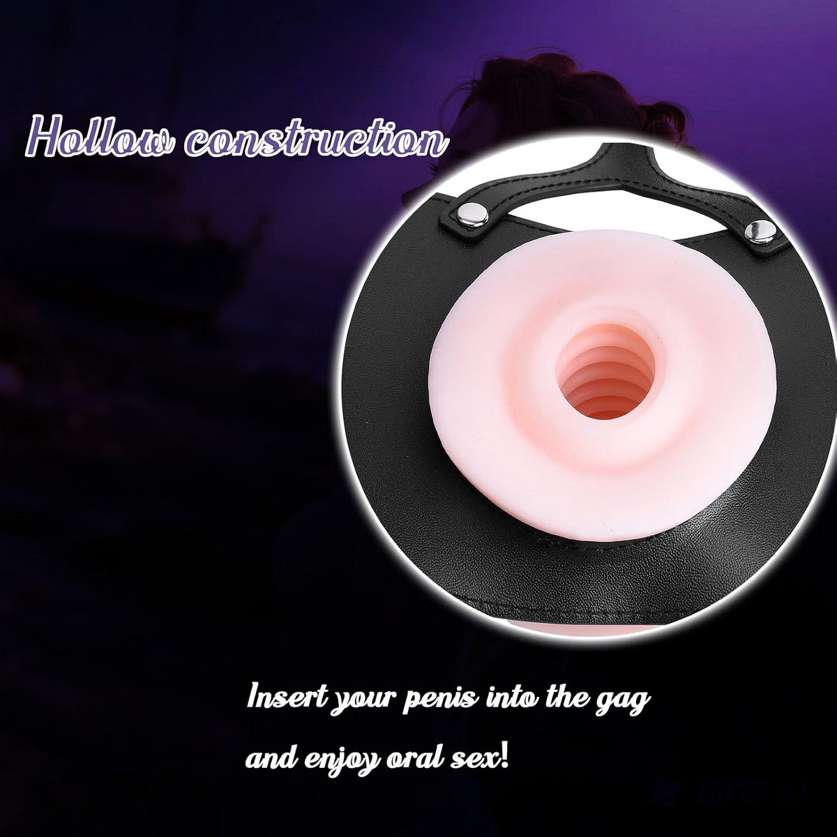 DarkDevotion Head-Mounted Mouth Gag with 3D Textured Insertable Vagina Sleeve