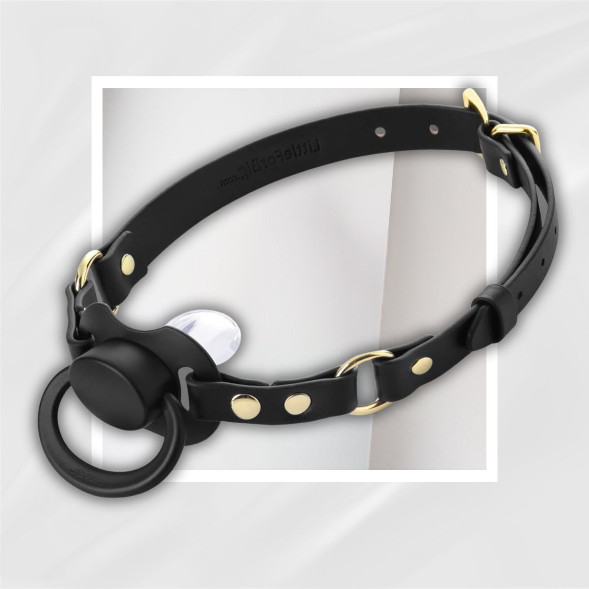 GildedSilence Adjustable Leather Pacifier Gag for Roleplay and BDSM