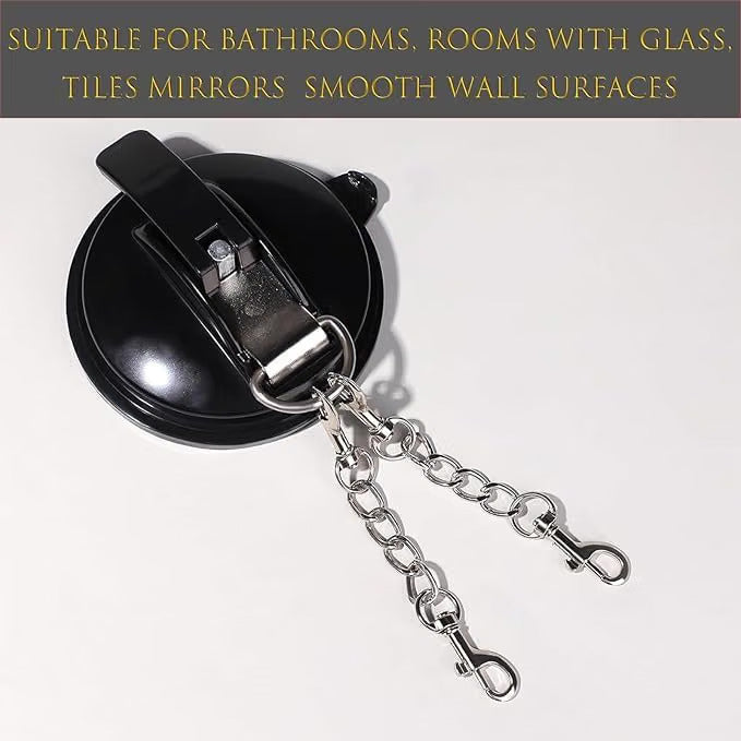 WetRoom BDSM Suction Cup Wall Restraint Cuff with Metal Chain