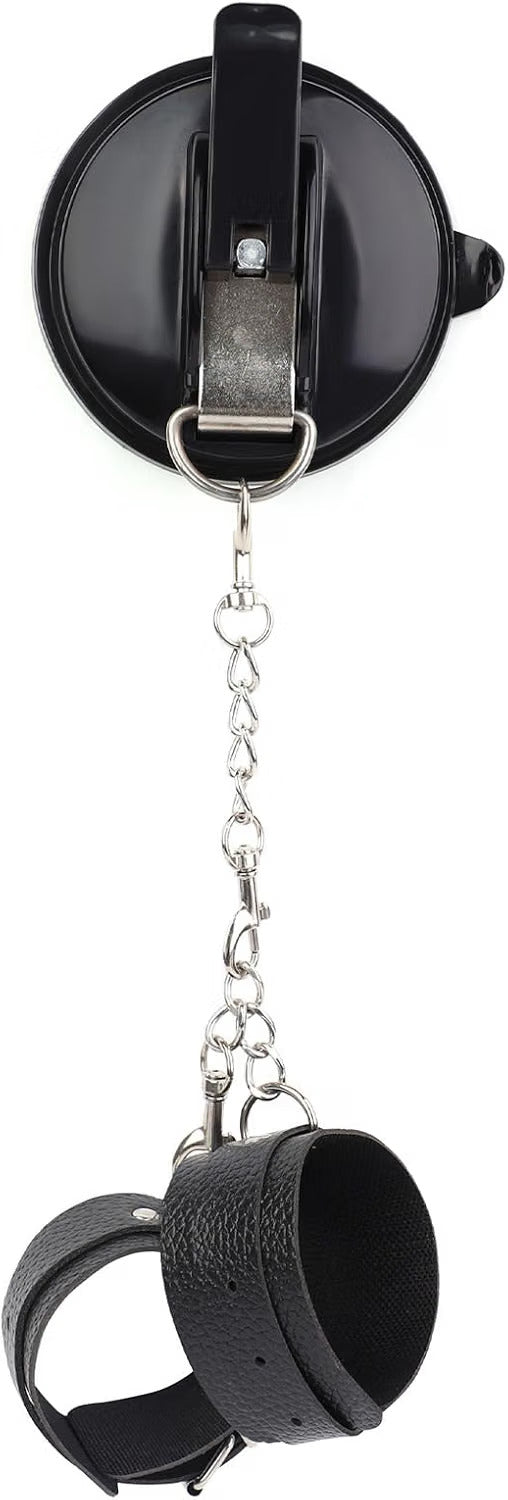 WetRoom BDSM Suction Cup Wall Restraint Cuff with Metal Chain
