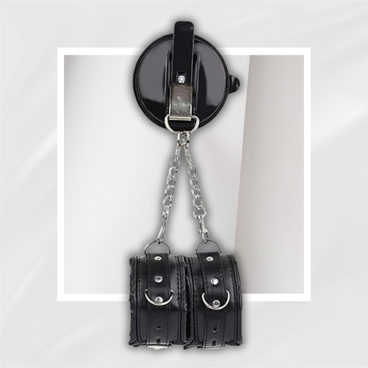WetRoom BDSM Suction Cup Wall Restraint Cuff with Metal Chain
