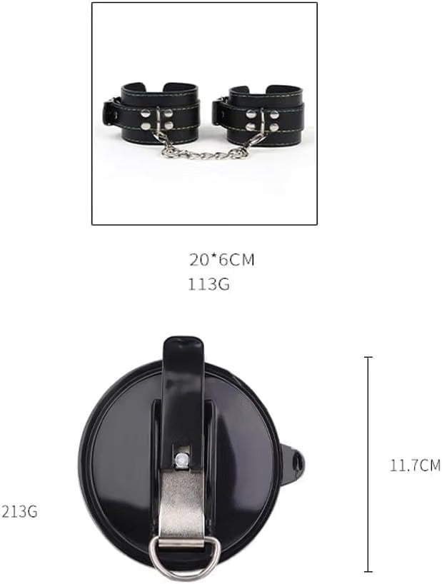 WetRoom BDSM Suction Cup Wall Restraint Cuff with Metal Chain