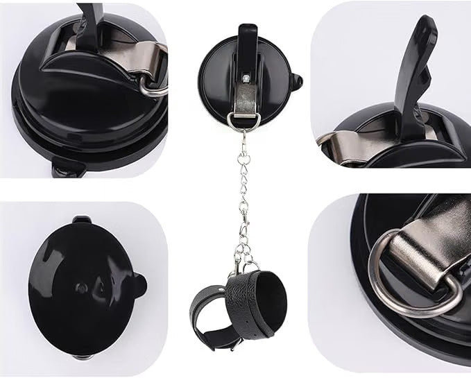 WetRoom BDSM Suction Cup Wall Restraint Cuff with Metal Chain