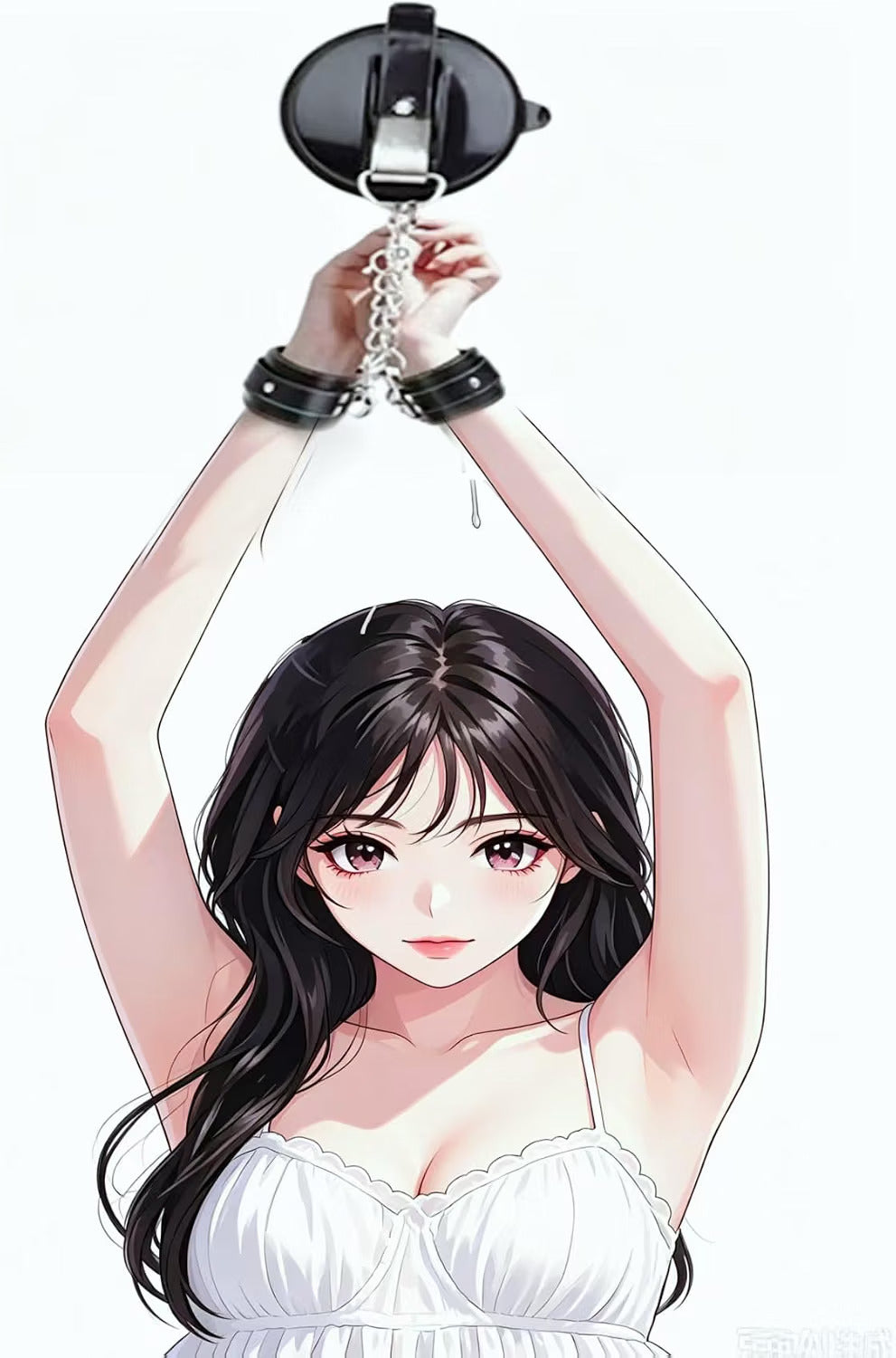 WetRoom BDSM Suction Cup Wall Restraint Cuff with Metal Chain