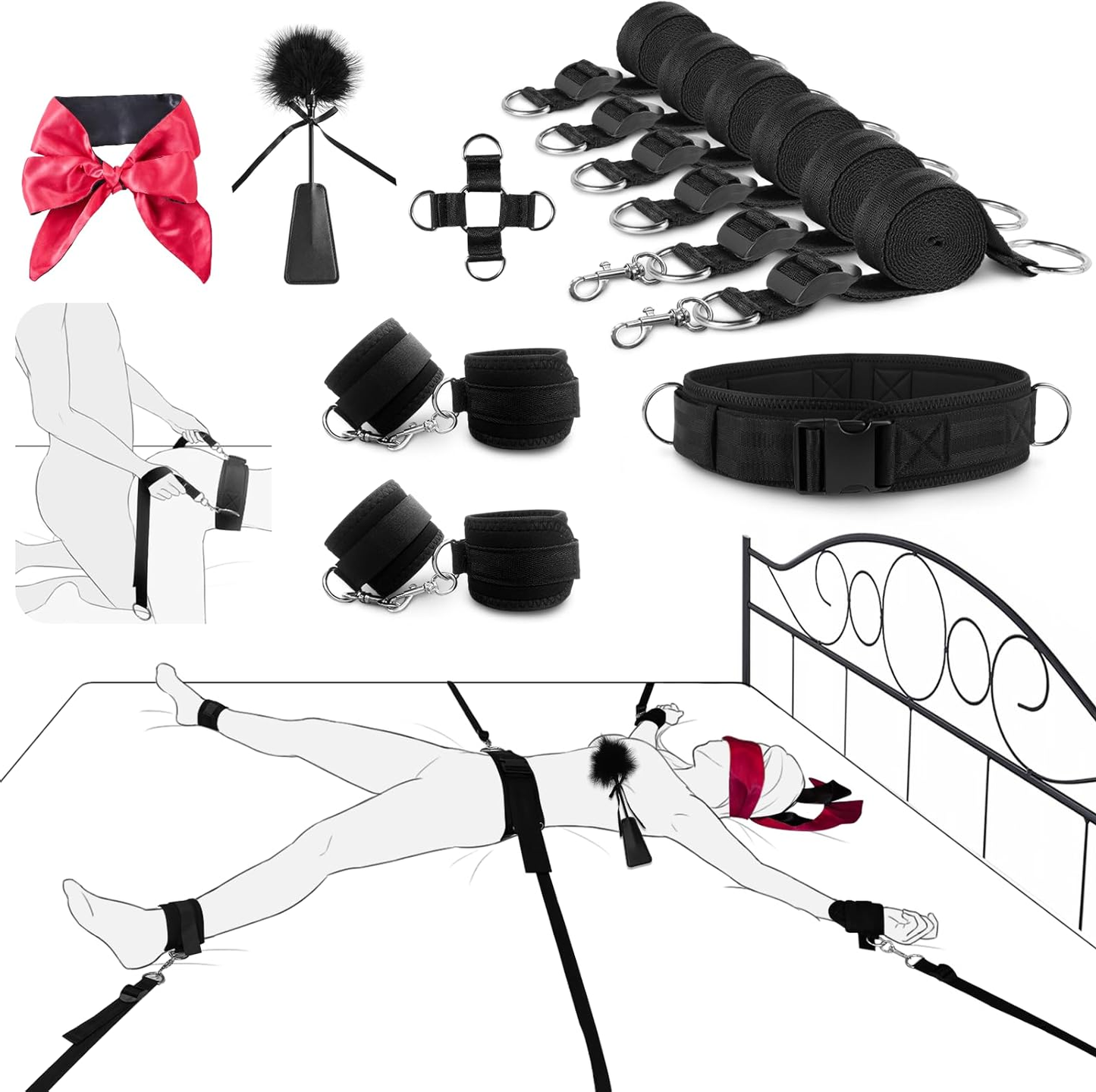 DarkLace BDSM Bed Restraint Sling Kit