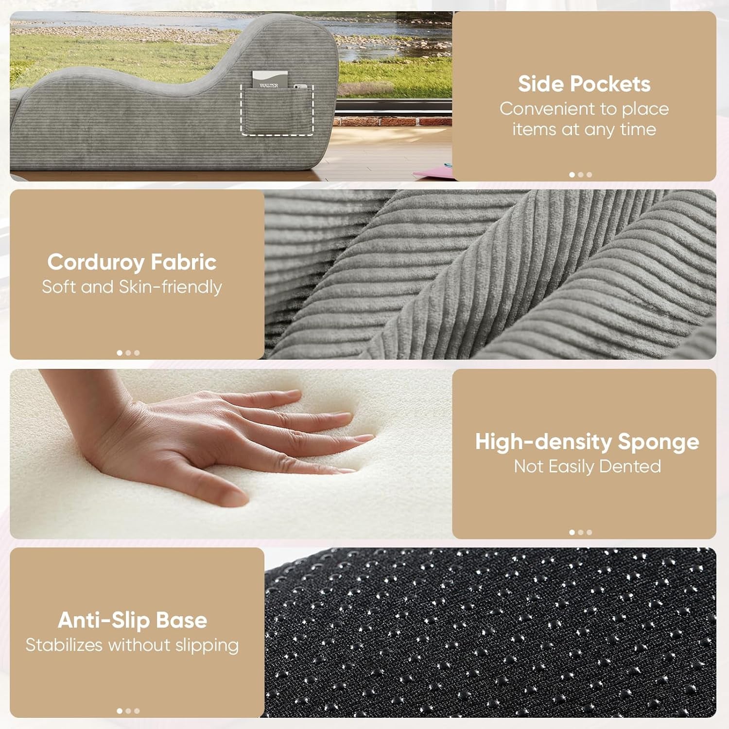 SlateSway Corduroy Sex Chaise Lounge Chair 