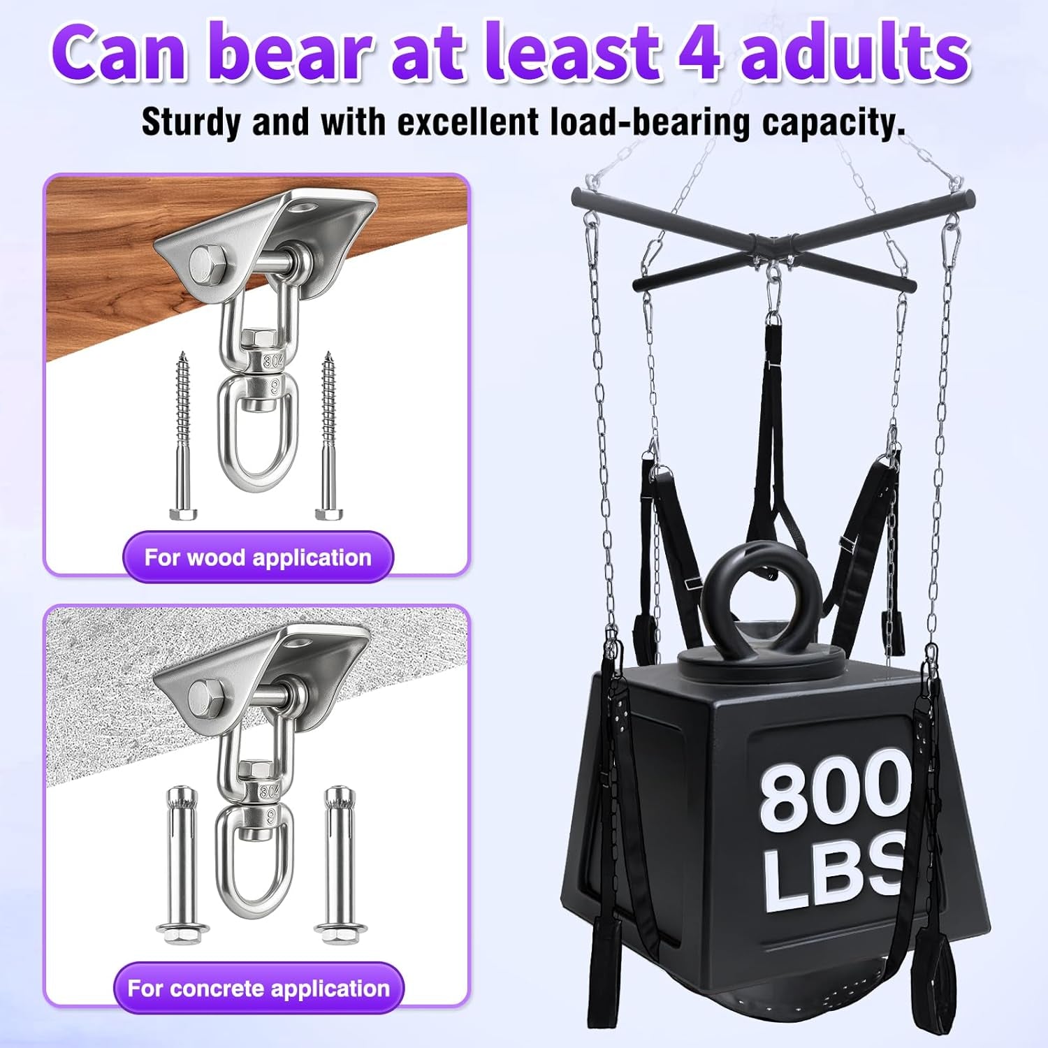 WeightlessLuxe Ceiling Sex Swing – Steel Frame, Leather Seat, 800 Lb