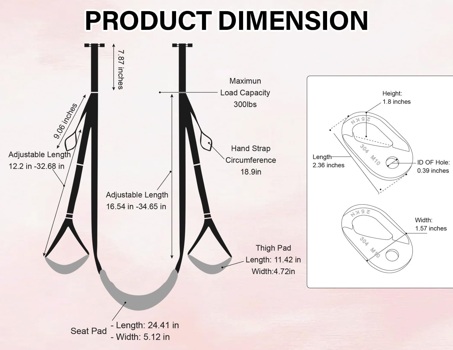 Door Stretching Strap for Physical Therapy Sex Swing & Yoga, Non-Elastic Flexibility Belt for Home Workout, Pilates, Hamstring & Leg Stretching Toys for Men & Women,Included Anchor Hanger Setup ,Valentine'S Day Gift (Bolts/ Screws Not Include)