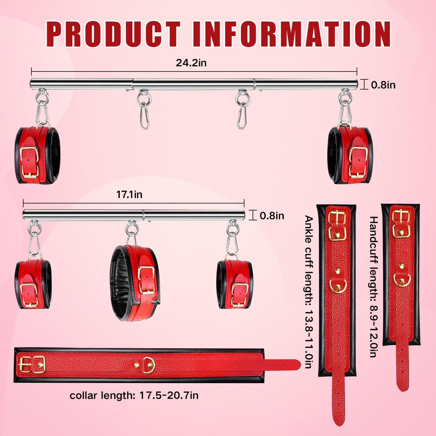 Spreader Bar Sex Toys BDSM Bondage Restraints with Leather Handcuffs Ankle Cuffs Furniture Restraints Kit Expandable Fetish Sm Games