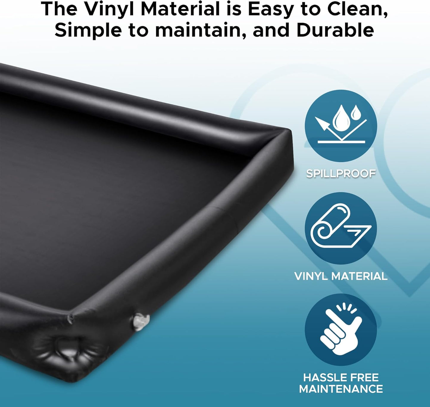 Inflatable Massage Sheet with Inflatable Sides | Black Durable PVC Waterproof | 210 X 156 X 16 Cm, 83 X 61 X 6 Inches | Protection against Oil, Water-Based, and Silicone-Based Products