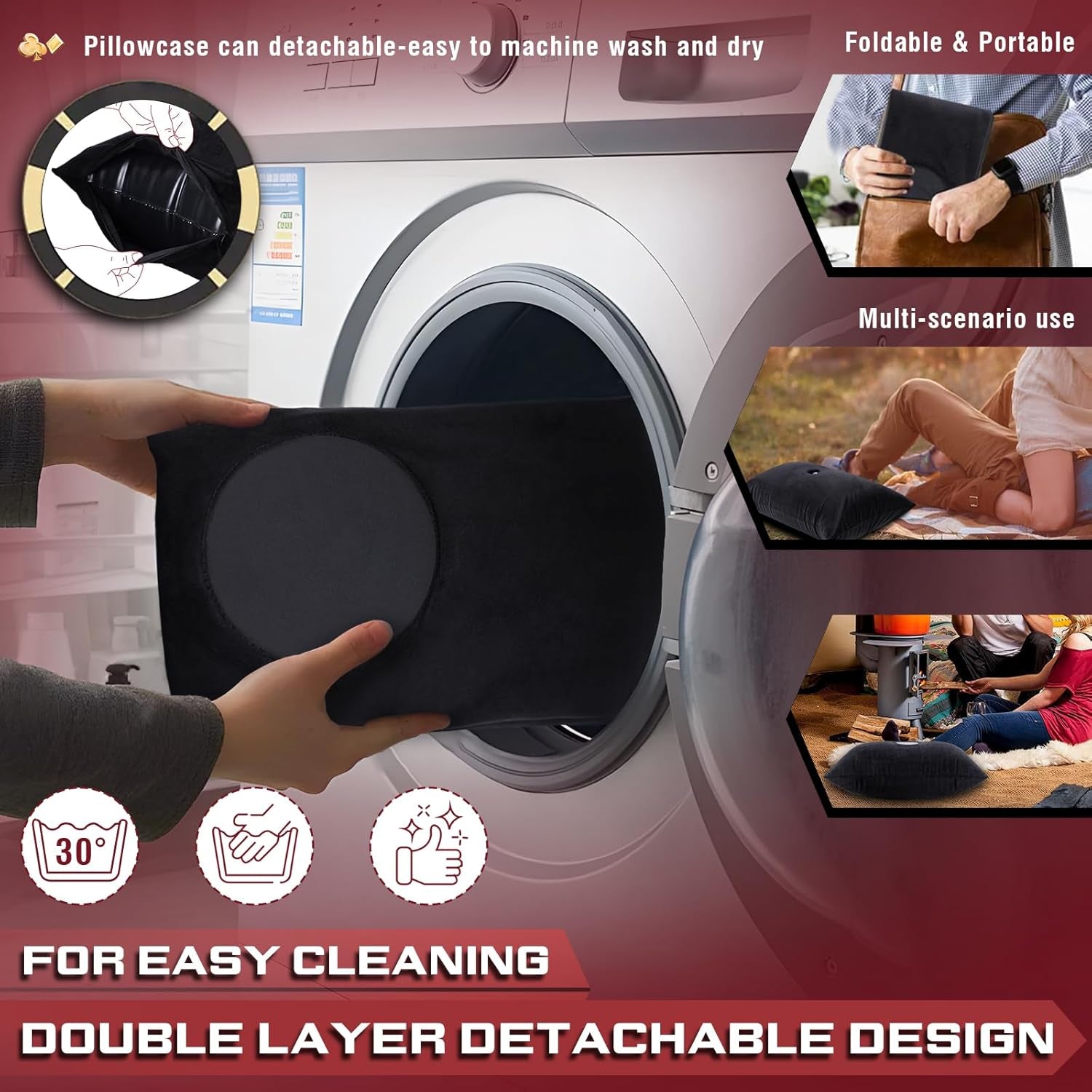 Suction Cup Dildo Mount Pillow for Solo Riding Sex, Inflatable Sex Toy Pillow Sex Cushion for Adult Coulpes Sexual Aids & Deep Penetration, Adult Sex Pillow for Sex Body Positioner(Black)