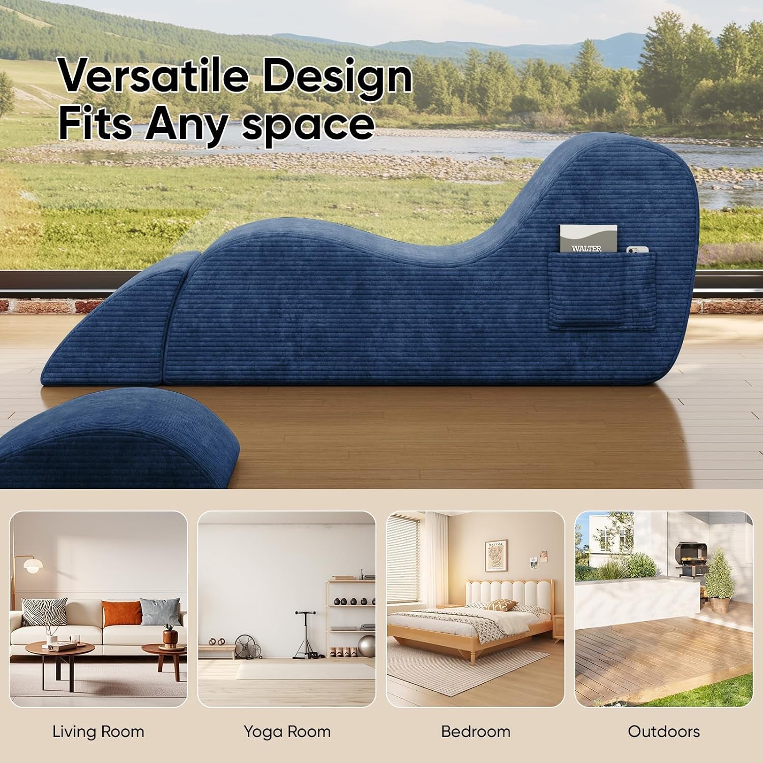 AzureAfterglow Sex Chaise Lounge with Lumbar Cushion