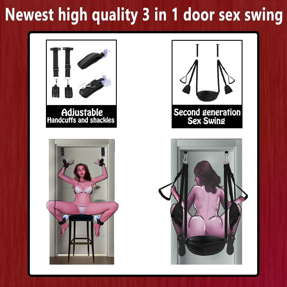 Sexy Furniture Door Swing for Couples Sweater Adult Sex Toys Hanging Swing Straps Adult Toys Couples Large Extra Wide Plush Padded Leather Material Holds up to 300 Lbs.