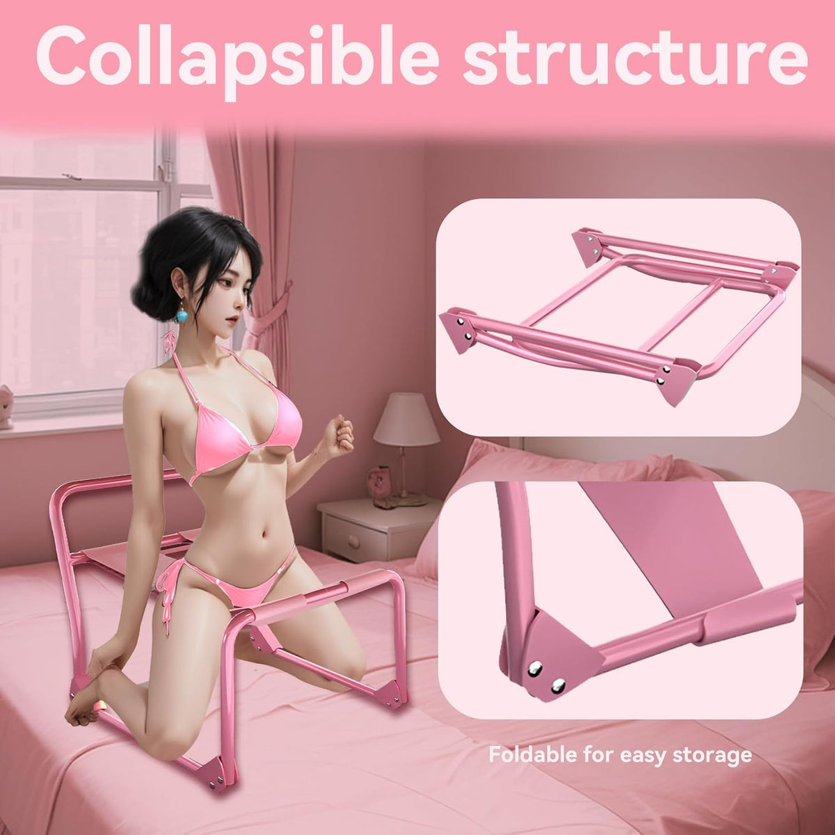 SilkReign Foldable Pink Sex Chair with Armrests